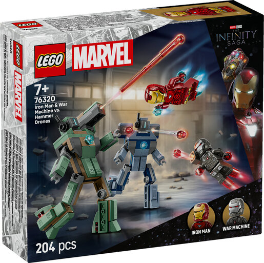 LEGO® Iron Man i War Machine protiv dronova Hammer 76320