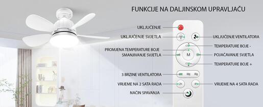 X-LIGHT Ventilator s LED lampom 13W E27 i daljinskim