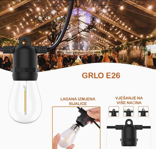 X-LIGHT Festival kabel 10m 10x S14 sijalica i daljinski