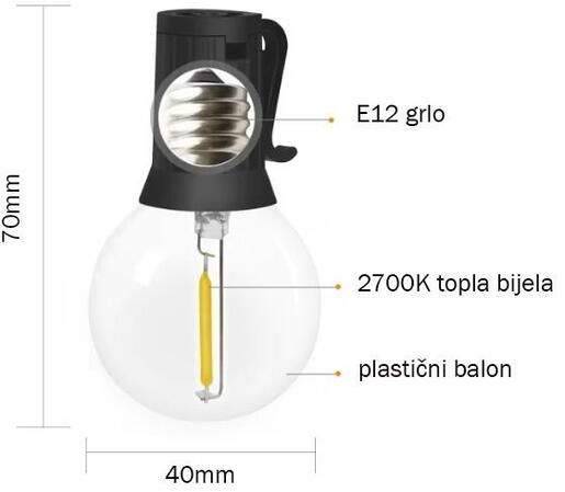 X-LIGHT Festival kabel 10m 20x G40 sijalica i daljinski
