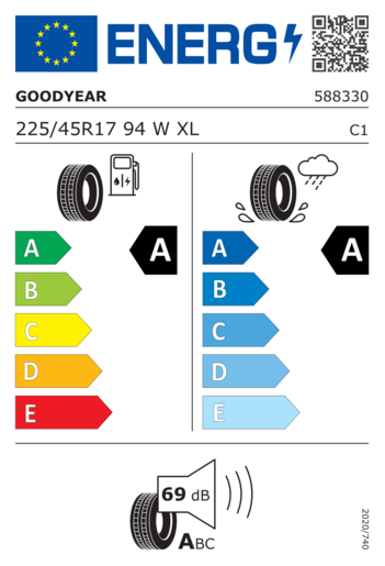 Goodyear 225/45R17 F1 Asymmetric 6 ao FP XL 94W,Pot: A,Pri: A,Buka: 69dB