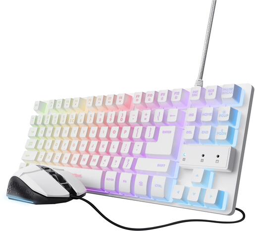 Trust GXT798W, gaming tipkovnica i miš US, bijeli