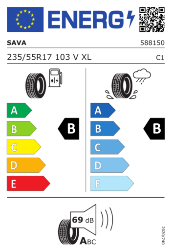 Sava 235/55R17 103V Intensa SUV 2 XL FP TL, Pot: B, Pri: B, Buka: A 069 dB