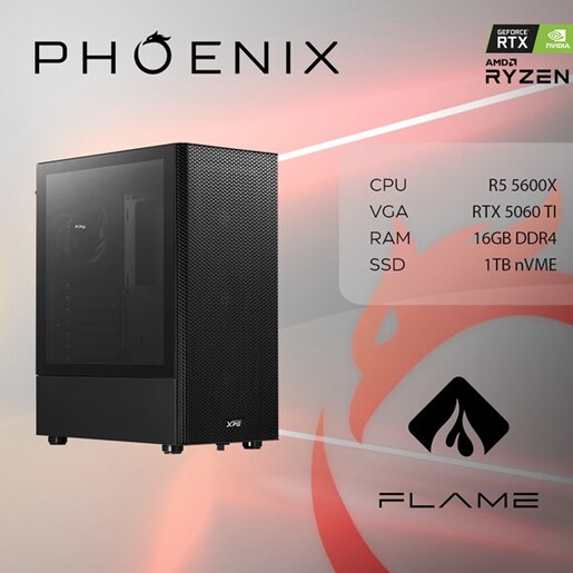 Phoenix FLAME X-500 AMD Ryzen 5 5600X, 16GB DDR4, NVME SSD 1TB, RTX 5060 TI 8GB, 600W 80+, stolno računalo