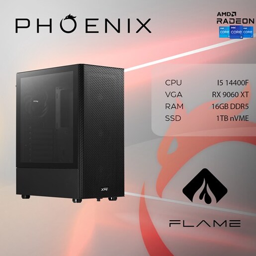 Phoenix FLAME X-508 Intel i5 14400F, 16GB DDR5, NVME SSD 1TB, RX9060 XT 8GB, 600W 80+, stolno računalo