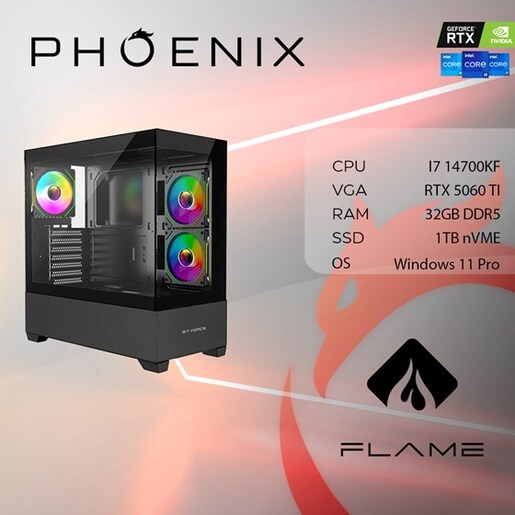 Phoenix FLAME X-517 Intel i7 14700KF, 32GB DDR5, NVME SSD 1TB, RTX 5060 TI 8GB, 700W 80+, Windows 11 PRO, stolno računalo