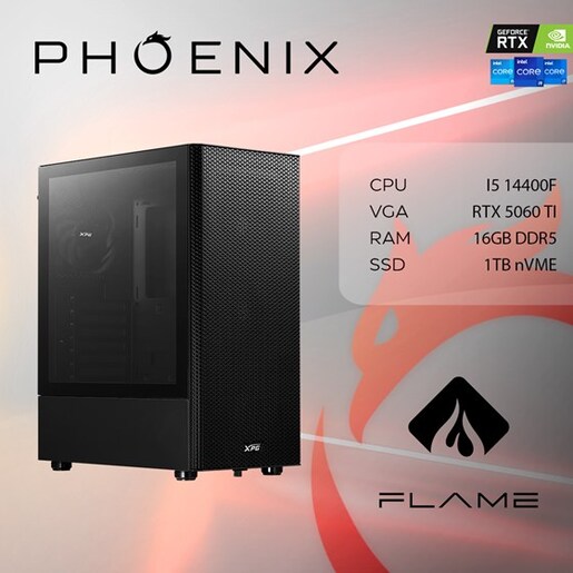 Phoenix FLAME X-504 Intel i5 14400F, 16GB DDR5, NVME SSD 1TB, RTX 5060 TI 8GB, 600W 80+, stolno računalo