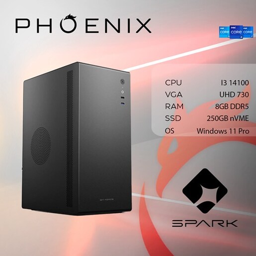 Phoenix SPARK X-106 Intel i3 14100, 8GB DDR5, NVME SSD 250GB, 500W, Windows 11 PRO, stolno računalo