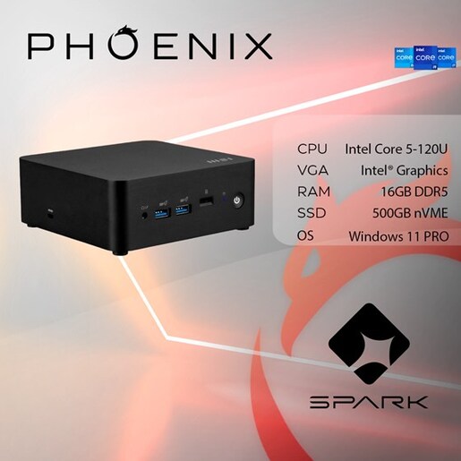 Phoenix SPARK X-109 Intel Core 5-120U, 16GB DDR5, NVME SSD 500GB, WiFi 6E, BT 5.3, Windows 11 PRO, stolno računalo