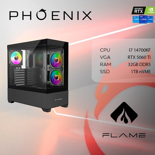 Phoenix FLAME X-505 Intel i7 14700KF, 32GB DDR5, NVME SSD 1TB, RTX 5060 TI 8GB, 700W 80+, stolno računalo