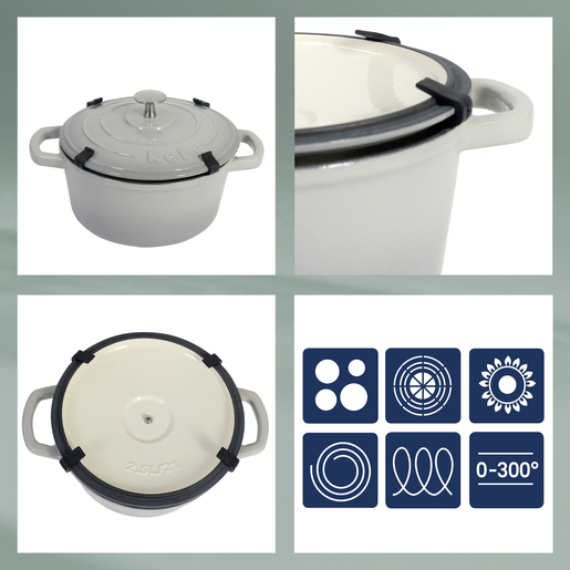 Kela okrugli pekač Calido, 4,6l lijevano željezo svjetlosiva