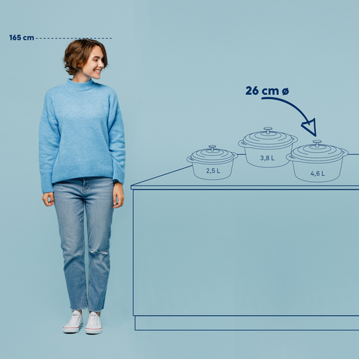 Kela okrugli pekač Calido, 4,6l lijevano željezo svjetlosiva
