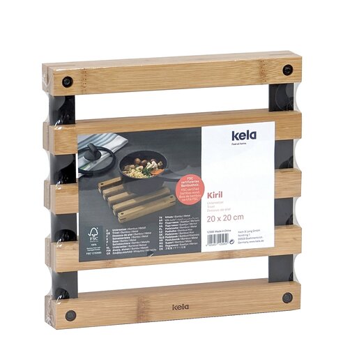 Kela podmetač za lonac KIRIL, 20x20x3cm bambus crna