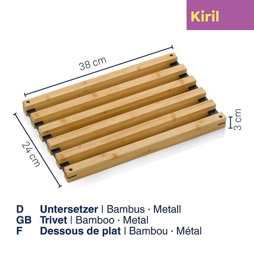 Kela podmetač za lonac KIRIL, 38x24x3cm bambus crna