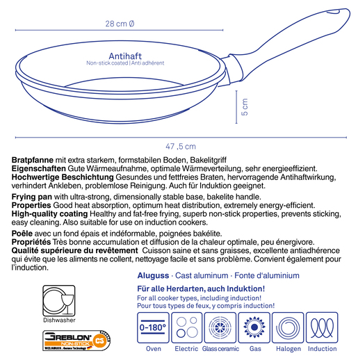 Kela tava KERROS, 5x28cm lijevani aluminij crna