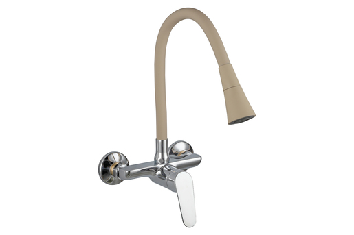 Inter Ceramic zidna slavina za sudoper Linni mjed krom/bež