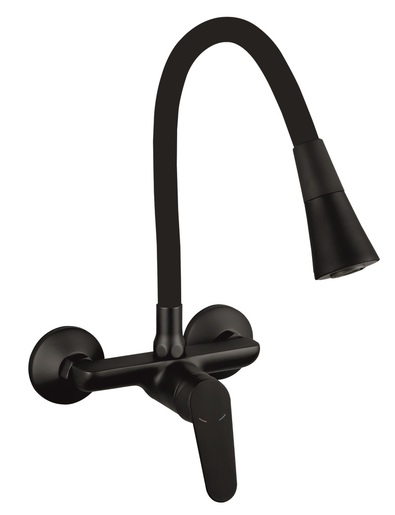 Inter Ceramic zidna slavina za sudoper Linni mjed mat crna