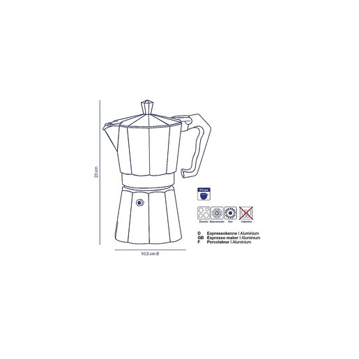 Kela kafetijera ITALIA, 450ml aluminij cmat srebrna