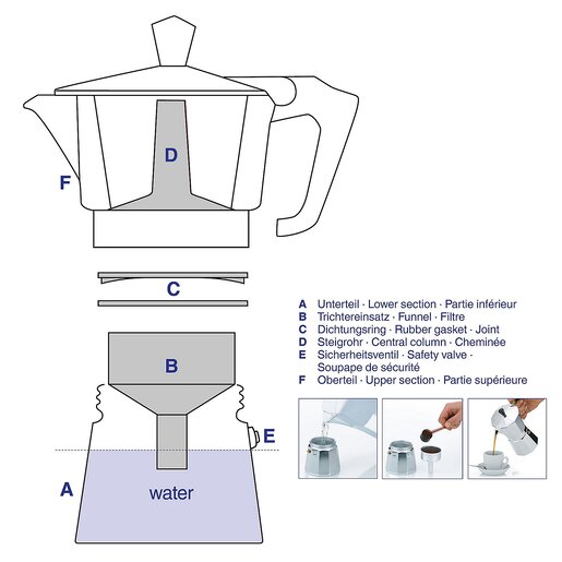 Kela kafetijera ITALIA, 450ml aluminij cmat srebrna
