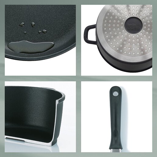 Kela tava KERROS, 4x20cm lijevani aluminij crna