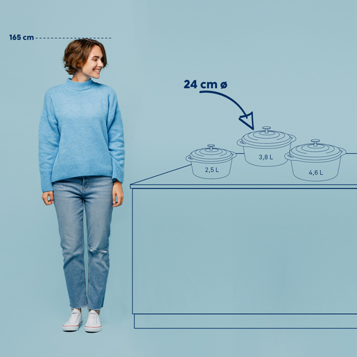 Kela okrugli pekač Calido, 3,8l lijevano željezo svjetlosiva