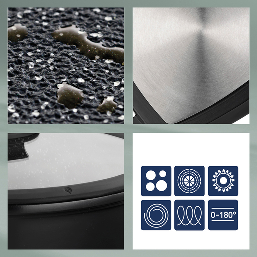 Kela lonac s poklocem STELLA NOVA, 3,5l lijevani aluminij crna