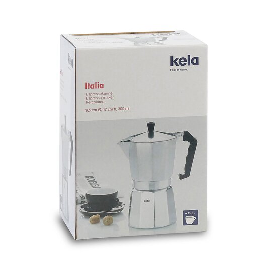 Kela kafetijera ITALIA, 300ml aluminij cmat srebrna