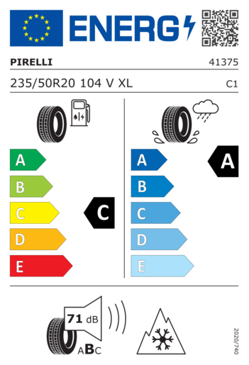 Pirelli 235/50R20 Scorpion winter 2 XL 104V,Pot: C,Pri: A,Buka: 71dB