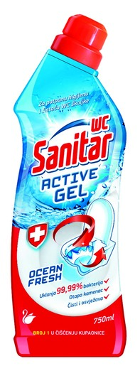 Sanitar WC active gel, ocean fresh, 750 ml