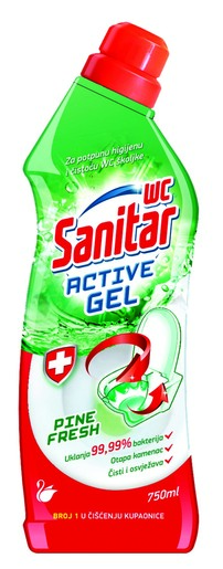 Sanitar WC active gel, pine fresh, 750 ml