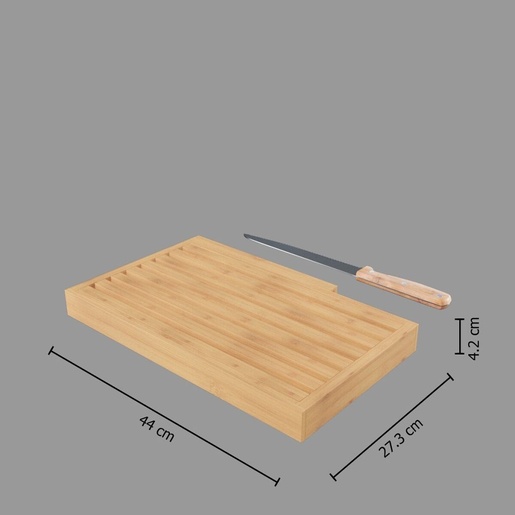FIVE daska za rezanje s nožem, 44x27x4.2 cm, bambus