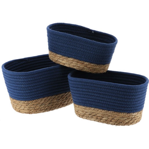 TENDANCE set košara 3/1, morska trava/pamuk, plava/natur