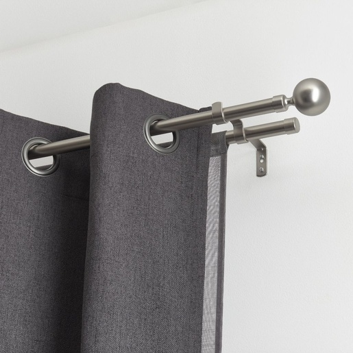 LUANCE set karniša dupli, razvlačni, promjer 19 mm, 210-380 cm, paloma, srebrna