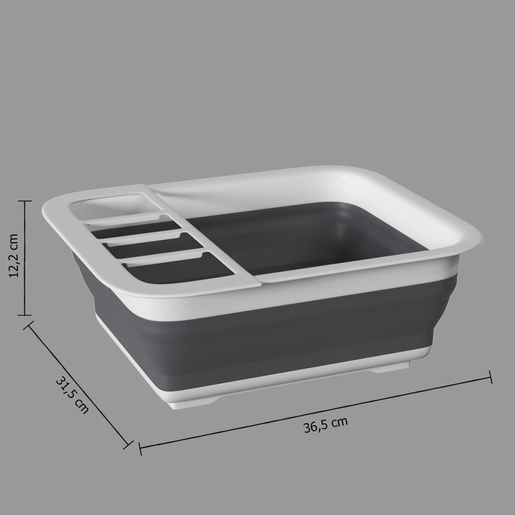 FIVE ocjeđivač posuđa, sklopivi, 36.5x31.5x12.2 cm, bijelo/sivi