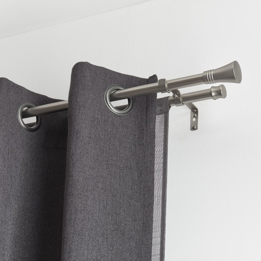 LUANCE set karniša dupli, razvlačni, promjer 19 mm, 210-380 cm, lotus, srebrna