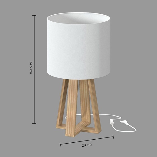 ATMOSPHERA stolna svijetiljka Molu, 20x34.5 cm, drvo/pvc, bijela