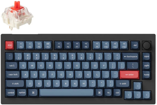 Keychron V1 Max, Red Gateron Jupiter switch, US ANSI, HR znakovi, 75% veličina, bežična mehanička tipkovnica, crna, V1M-D1