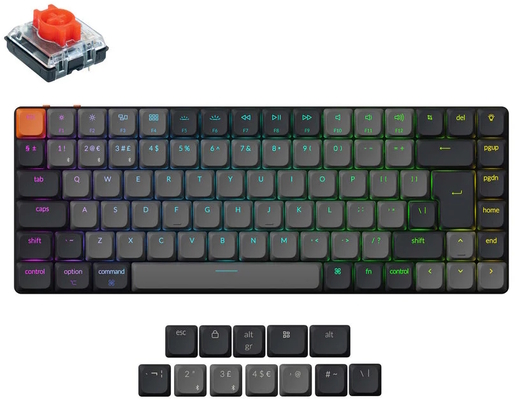 Keychron K3, Keychron low-profile mechanical switch, UK ISO, HR znakovi, 75% veličina, bežična mehanička tipkovnica, crna, K3X-H1-UK