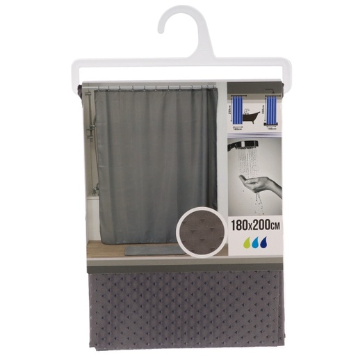 Tendance zavjesa za kadu Diamond, 180x200 cm, siva