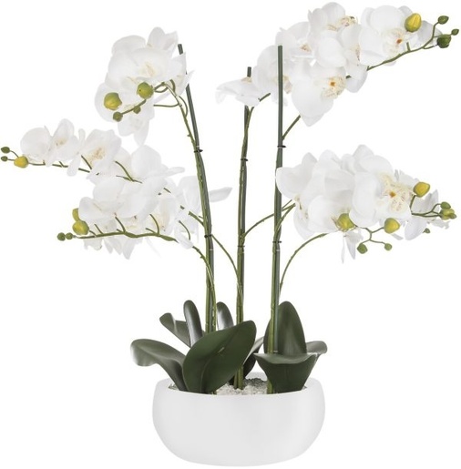 Atmosphera umjetno cvijeće u tegli - orhideja, 65 cm, bijela