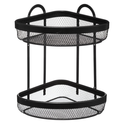 Five dvostruka kutna zidna polica Meche, 22.2x22.2x33.7 cm, crna