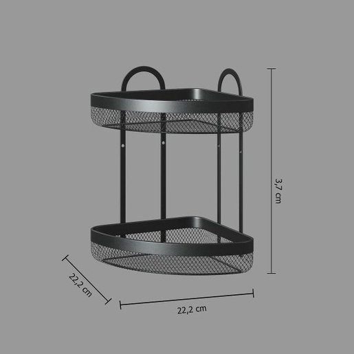Five dvostruka kutna zidna polica Meche, 22.2x22.2x33.7 cm, crna