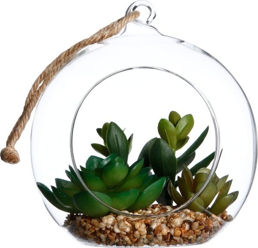 Atmosphera umjetno cvijeće u staklu, 14x17 cm, višebojno