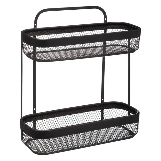 Five dvostruka zidna polica Meche, 30.7x12x34.5 cm, crna