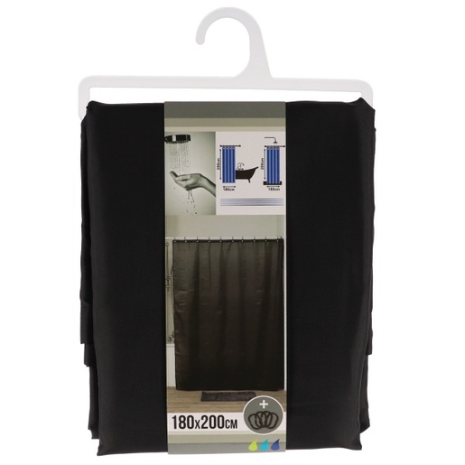 Tendance zavjesa za kadu + 12 pp kukica, 180x200 cm, crna