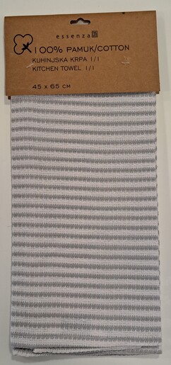 Kuhinjska krpa Waffle,  45x65cm, sive pruge