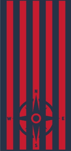 Ručnik za plažu, 85x180cm, pruge, crvene/plave