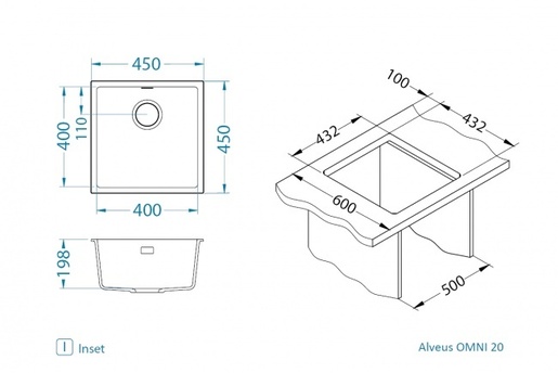 Alveus set OMNI 20 i slavina ROXA G81