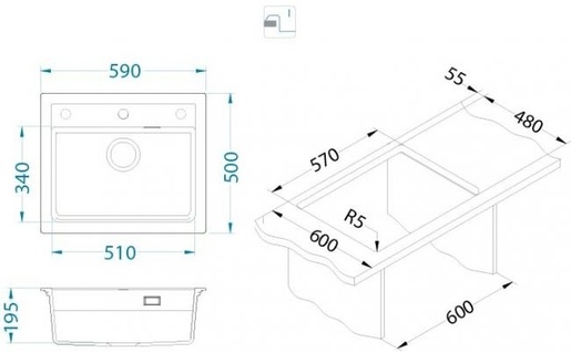 Alveus set ATROX 30 i slavina FLEXA Black Edition