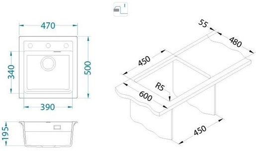 Alveus set ATROX 20 i slavina FLEXA Black Edition